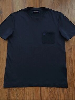 Louis Vuitton Minimalist Luxury Pocket T Shirt Navy Blue XXL